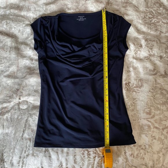 Grace navy cowl neck short sleeved top XS - Picture 3 of 5